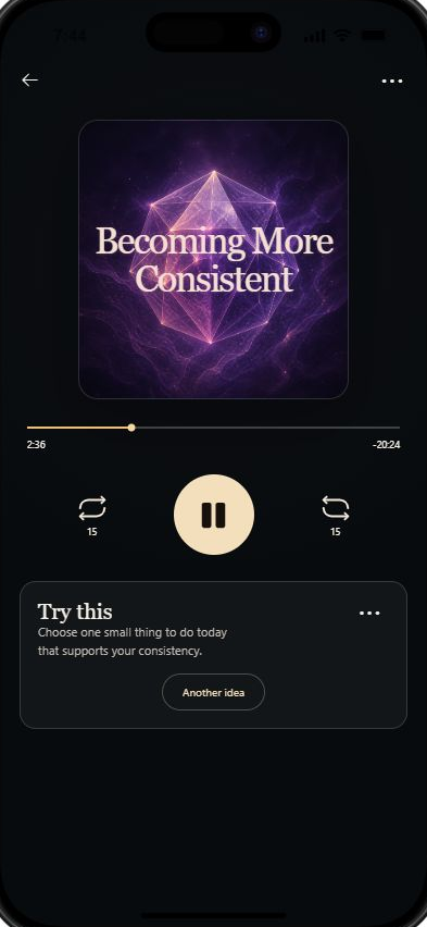 Mind Track player with an optional practice